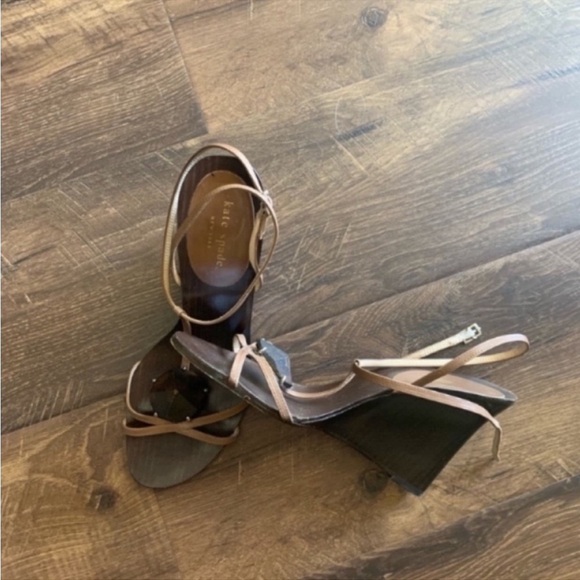 Kate Spade shoes sandals calfskin leather brown with gemstone size 8 - Picture 10 of 11